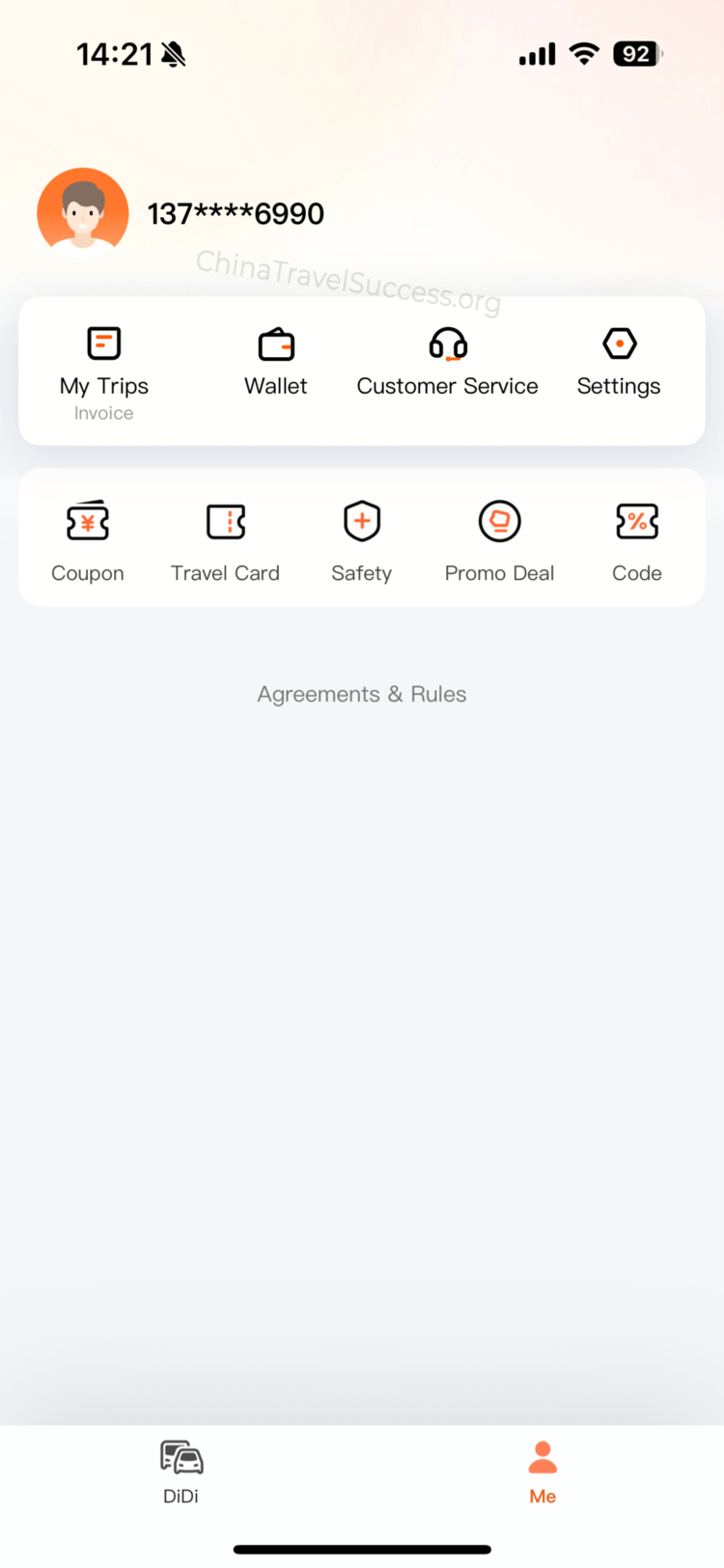 Phone number and verification in DiDi