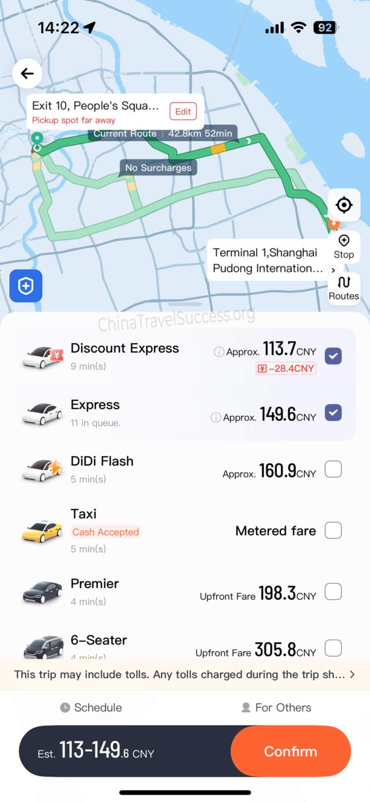 DiDi trip details and status