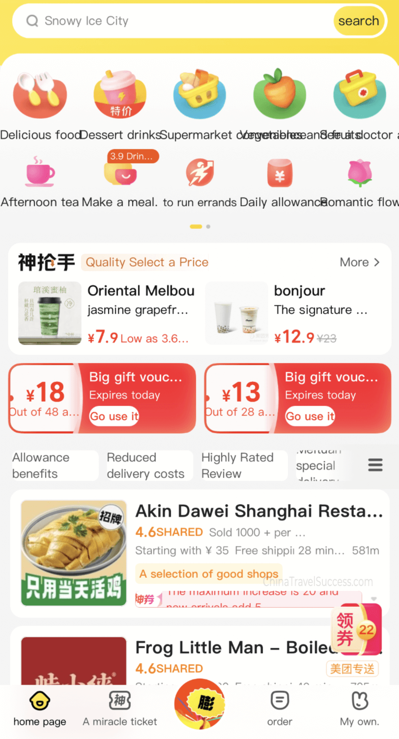 Delivery app interface showing ordering steps