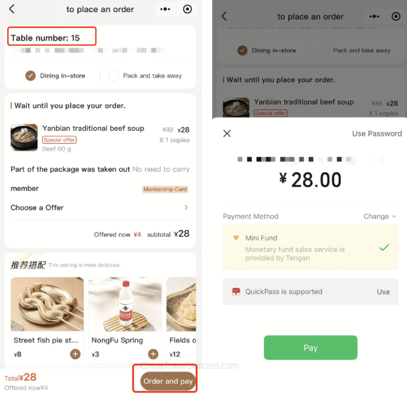 Payment checkout interface showing steps