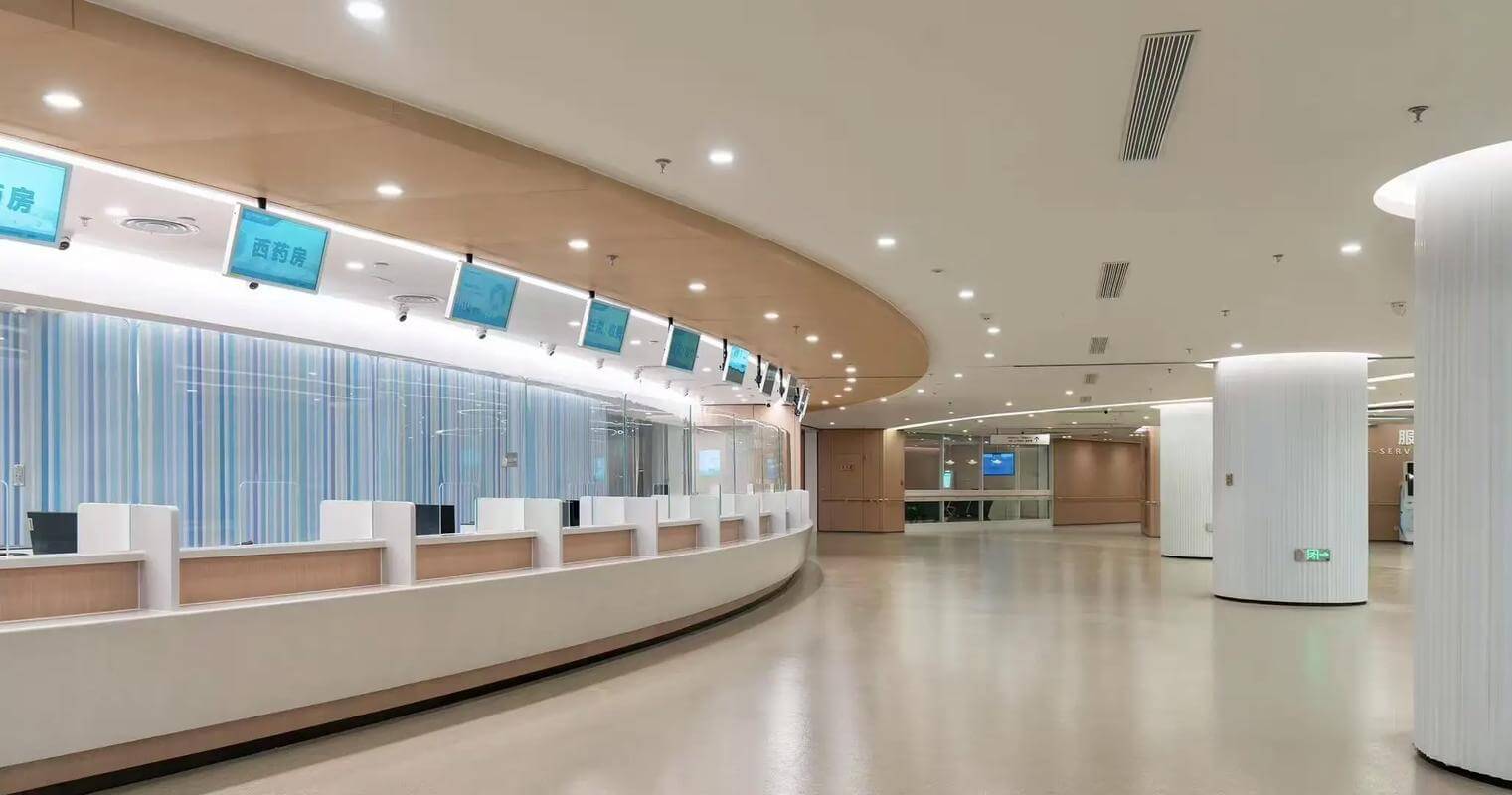 Modern hospital lobby in China